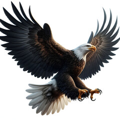 Obraz premium majestic eagle soaring wings spread wide white background
