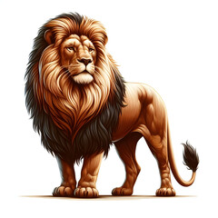 Obraz premium majestic lion standing proudly white background