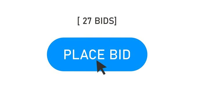Place bid button, online auction,  bidding, close-up interface, footage