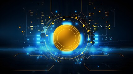 
yellow and blue Abstract technology background circles digital hi-tech technology design background. concept innovation. vector illustration