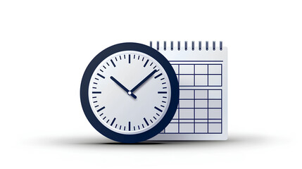 A blue and white icon of two clocks, with a simple design,time management