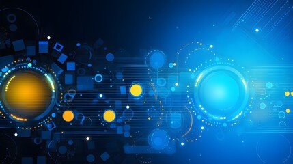 Obraz premium yellow and blue Abstract technology background circles digital hi-tech technology design background. concept innovation. vector illustration