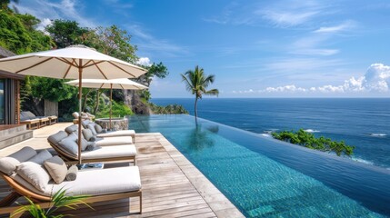 Naklejka premium Luxury Villa Infinity Pool with Ocean View