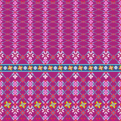Traditional cloth pattern ethnic sarong Cross stitch pattern in horizontal Pixel Seamless Vector format using geometric shapes arranged in various shapes seamless knitted pattern with embroidery