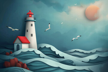 National Lighthouse Day,lighthouse in the sea,dream,travel,nautical,fantasy on a sea lighthouse theme