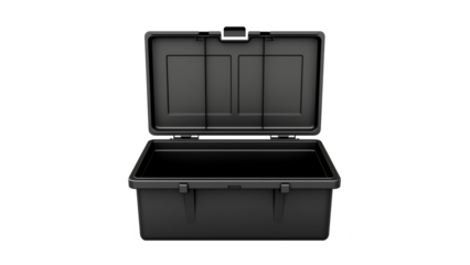 Black open box cutout. Tool box on transparent background