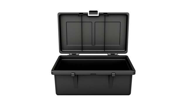 Black open box cutout. Tool box on transparent background