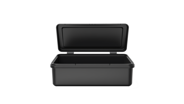 Tool box cutout. Black tool box on transparent background