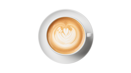 Latte coffee cup top view cutout