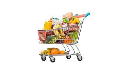 Food in shopping cart cutout