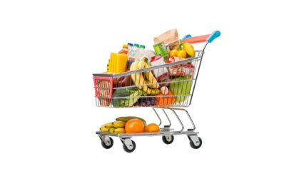 Food in shopping cart cutout