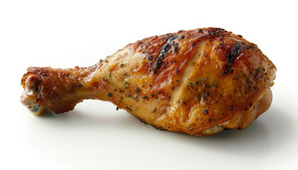 Grilled Chicken Leg, Isolated On White Background