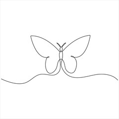 Continuous butterfly single line drawing vector style illustration
