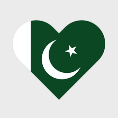 Pakistan national flag vector illustration. Pakistan Heart flag. 

