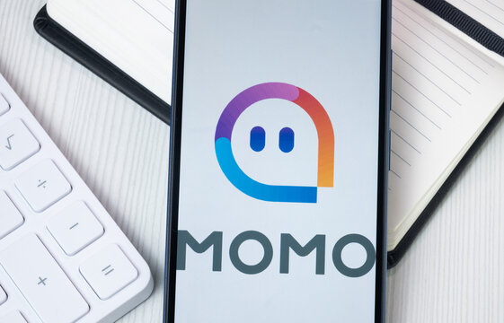 New York, USA - 30 June 2024: Momo Logo on Phone Screen, Hello Group Company Icon