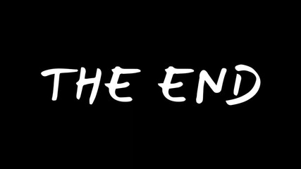 The End animation on black background and white background suitable for movie endings, closing scenes in videos, end screen, closing slides or presentations