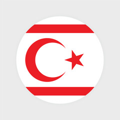 Northern Cyprus flag vector illustration. Northern Cyprus Round flag.
