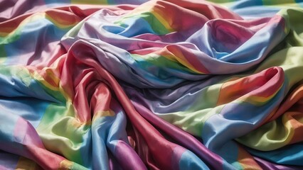 Fototapeta premium A fabric, a textile of rainbow tones, clear tint, a silken screen, detailed texture