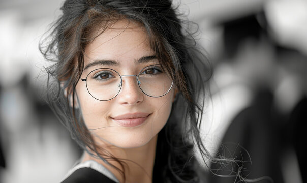 Joyful Young Woman in Cap and Gown Celebrating Graduation Day with a Smile at University Campus