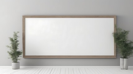 Mock up with white chalkboard on gray rustic wall background