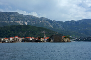 View of the old town of Budva from the sea, Montenegro