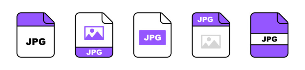 JPG file icons set. JPG file format. Photo file format icon. Vector illustration.