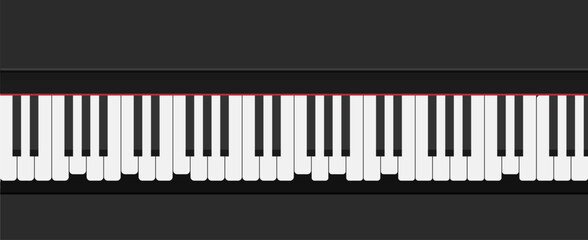 Fototapeta premium Piano keys keyboard background vector graphic illustration image clip art top view