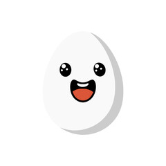 white egg happy cartoon character vector illustration template design