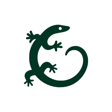 green lizard animal logo vector illustration template design