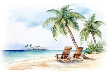 Fototapeta premium Beach furniture outdoors nature.