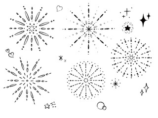 Obraz premium 花火の線画セット
