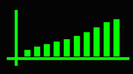 Business Growth and Success Growing Business green color Chart Animation with Dollar Sign. Abstract increasing  business graph icon animation on black background