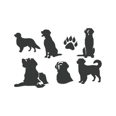 German Shepherd dog silhouette vector set - Vector drawing of a set of German shepherd dog breed silhouette