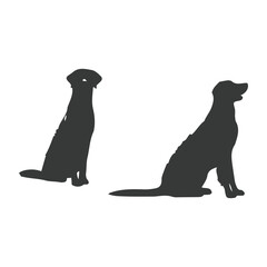 German Shepherd dog silhouette vector set - Vector drawing of a set of German shepherd dog breed silhouette