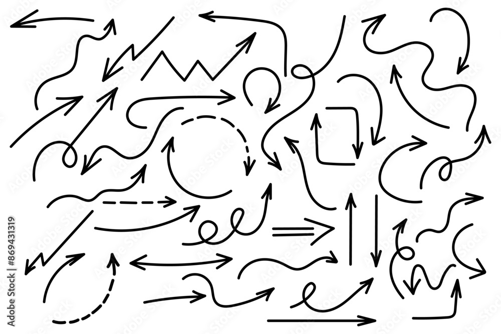 Wall mural arrows, hand drawn. arrow vector icon. arrow doodle style