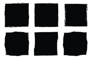 Grunge brush vector textured shapes. Grunge squares.