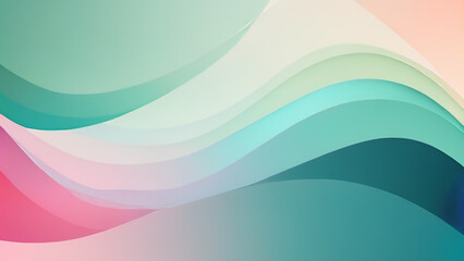 Naklejka premium A simple background featuring soft, abstract shapes and gradients in calming colors like pastel blues, greens, and pinks. This design should provide a clean and professional look without distracting 