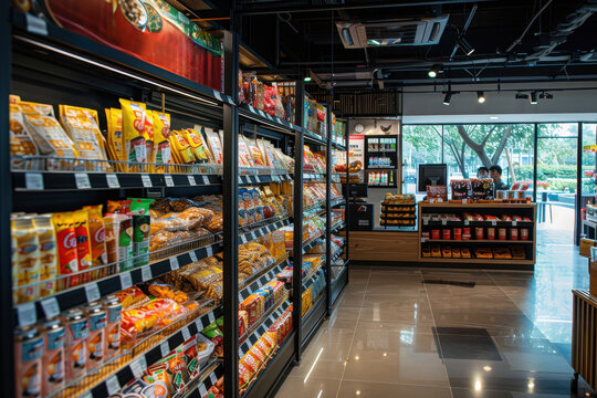 A store and vending machine with a lot of food and drinks