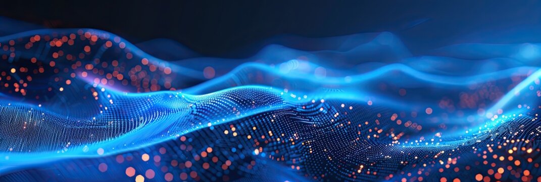 Data technology abstract futuristic illustration. Low poly shape with connecting dots and lines on dark background