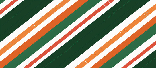 Vibrant green, white, and orange diagonal striped pattern for Christmas wrapping paper design