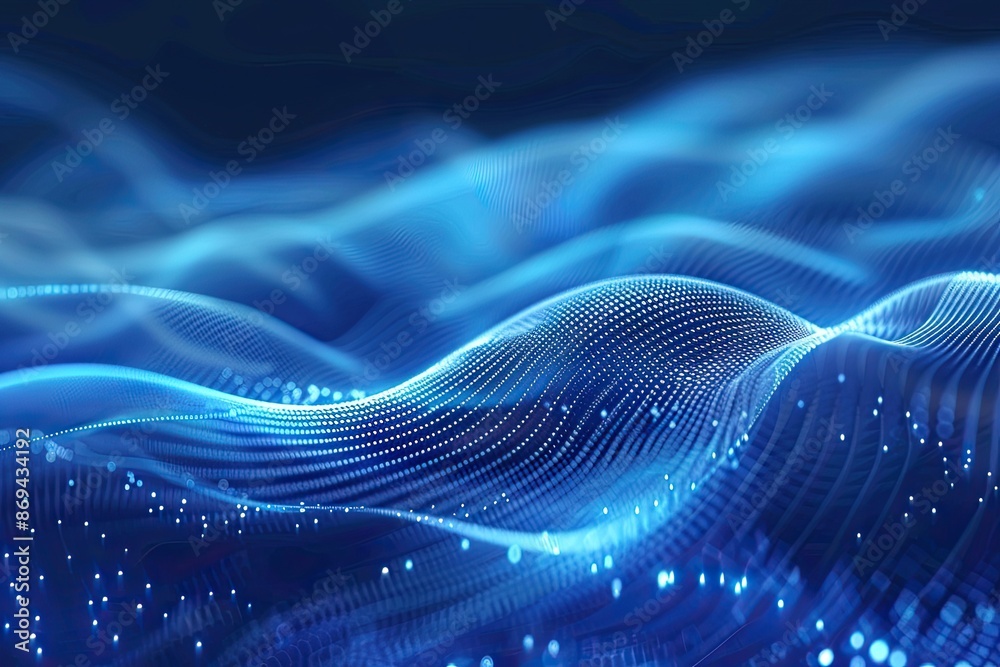 Wall mural data technology abstract futuristic illustration. low poly shape with connecting dots and lines on d