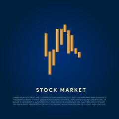 Stock market or stock exchange or financial technology concept banner, poster or web background with golden rupee icon and trading background.