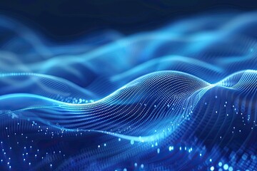 Data technology abstract futuristic illustration. Low poly shape with connecting dots and lines on dark background