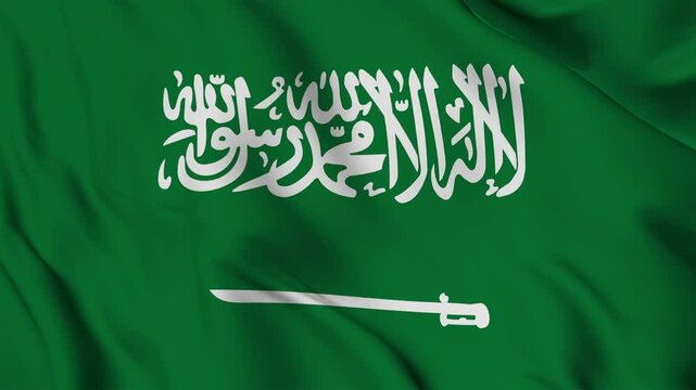 A beautiful view of the Saudi Arabia flag video. 3d flag-waving video. KSA flag 4K resolution.