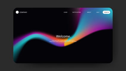 Abstract wave futuristic design of landing page. retro gradient mesh website design
