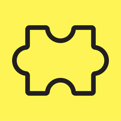 simple puzzle icon, line vector isolated on yellow background. trendy and modern design