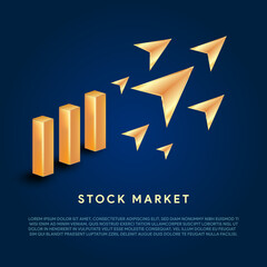 Stock market or stock exchange or financial technology concept banner, poster or web background with golden rupee icon and trading background.