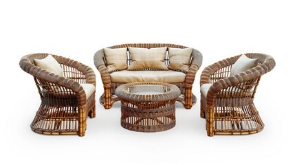 Patio rattan furniture on white background