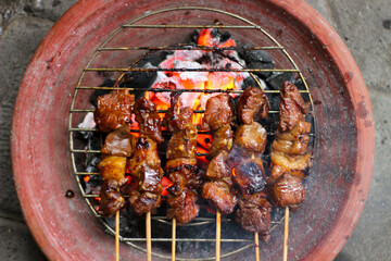 Sate Kambing or Goat Satay, made from goat meat grilled with savory spices and soy sauce.