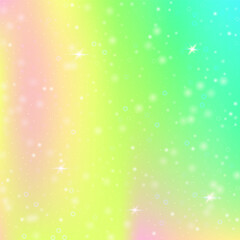 Girl Pattern. Pink Unicorn Gradient. Rainbow Background. Iridescent Girlish Effect. Purple Magical Invitation. Blue Universe Hologram. Kawaii Backdrop. Stars Girl Pattern.